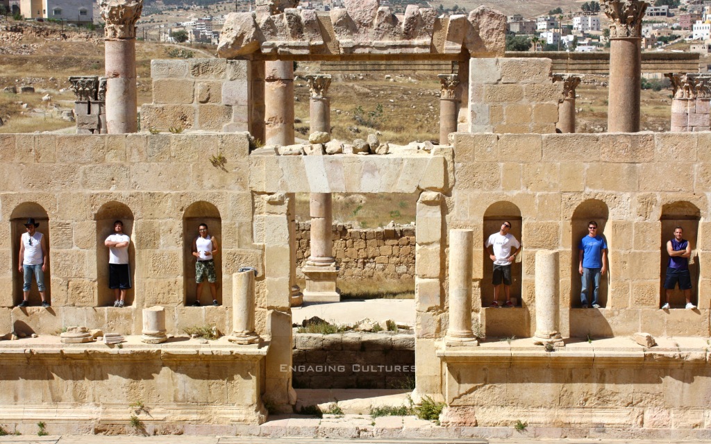 Tourists Roman Theater Jerash Jordan