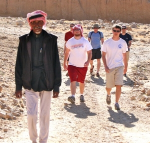 Musa leading group Petra Jordan Tour