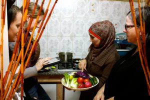 Cooking lesson in a Jordanian kitchen