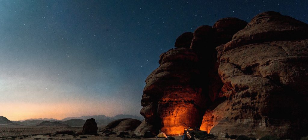 camping in the Wadi Rum desert on a private Jordan tour