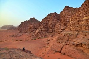 Sweeping desert landscape in Wadi Rum