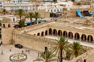 The Sousse Grand Mosque Minaret and Courtyard Viewed From Above