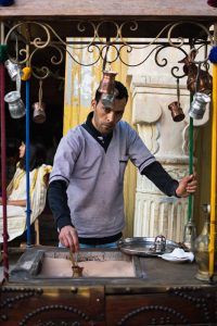 Tunisian barista making qahwa arbi/Turkish style coffee