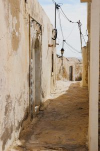 A narrow street in Berber village Takrouna