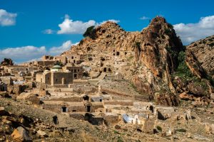 Hiker Approaches Zriba Berber Village