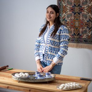 Local pastry chef presents traditional pastry kaak warka in Zaghouan